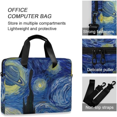 OREZI حقيبة كمبيوتر محمول خفيفة الوزن Van Gogh Painting Blue Starry NightLaptop Messenger حقائب كتف للكمبيوتر اللوحي حقيبة كروس حقيبة حقيبة رسول كم، 15.6 بوصة in Kuwait