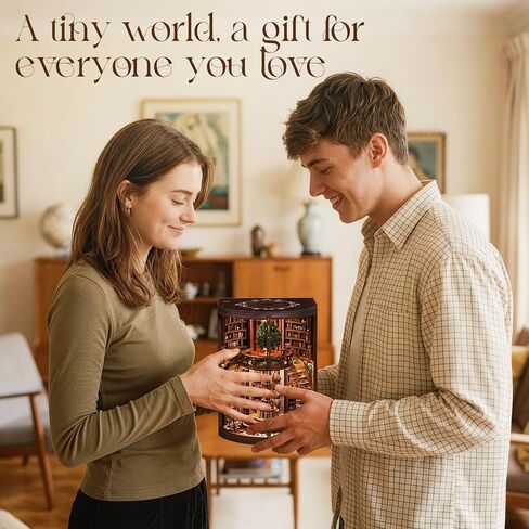 Book Nook Kit, 3D Wooden Puzzles for Adults, DIY Miniature House Kit for Adults, Booknook with LED Light, Gifts for Family, Friends and Book Lovers, Bookshelf Decor(Wisdom Rings) in Saudi Arabia