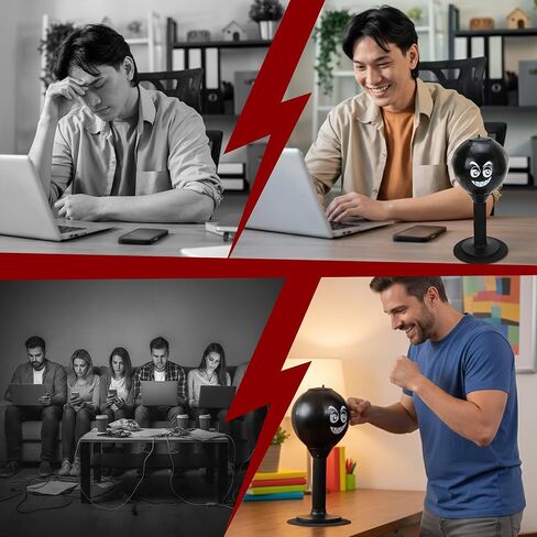 حقيبة ملاكمة لسطح المكتب، حقيبة ملاكمة صغيرة للاسترخاء لتخفيف التوتر، كوب شفط قوي مطور وزنبرك إسفنجي شامل، كرة ملاكمة محمولة على سطح الطاولة للبالغين والشباب والمكتب والمنزل والأصدقاء in Kuwait
