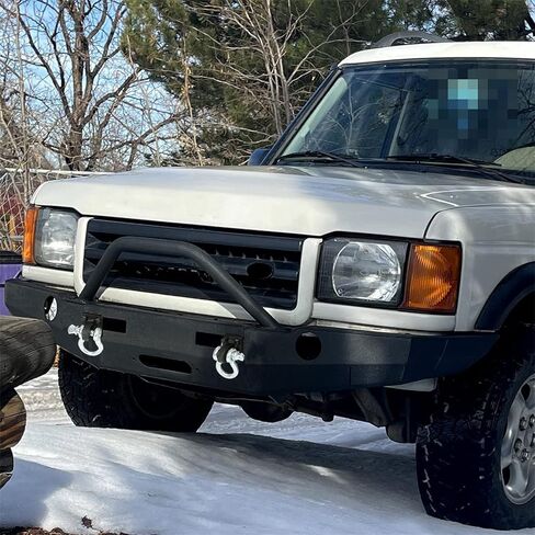 KUAFU Off-road Front Bumper Compatible with 1998-2004 Land Rover Discovery 2 w/Winch Mount & Bull Bar Black Powder Coated Steel in Kuwait