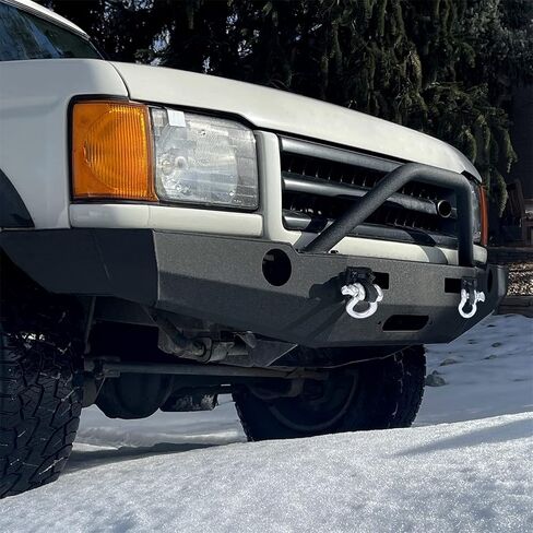 KUAFU Off-road Front Bumper Compatible with 1998-2004 Land Rover Discovery 2 w/Winch Mount & Bull Bar Black Powder Coated Steel in Kuwait
