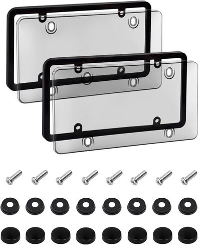 License Plate Holder & Frames, 2 Pack License Plate Protector, ABS Car Front/Rear License Plate Frame with Screws Caps, Fit Any Standard US Plates（Grey） in Saudi Arabia