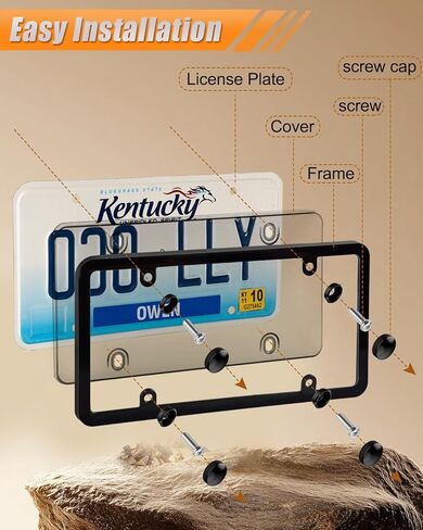License Plate Holder & Frames, 2 Pack License Plate Protector, ABS Car Front/Rear License Plate Frame with Screws Caps, Fit Any Standard US Plates（Grey） in Saudi Arabia