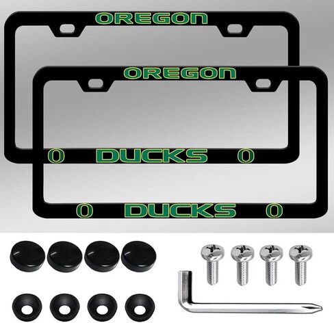 2 Packs Matte Black for Oregon Ducks License Plate Frames -2 Holes License Plate Holder,Universal Aluminum Tag Frame for License Plate for Front and Rear Car Tags in Kuwait