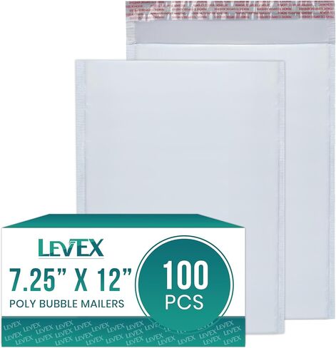 Levex - #1 7.25" x 12" [100 Pack] Poly Bubble Mailers, Padded Envelope Mailers, Packing Envelope & Mailing Bags for Shipping in Saudi Arabia