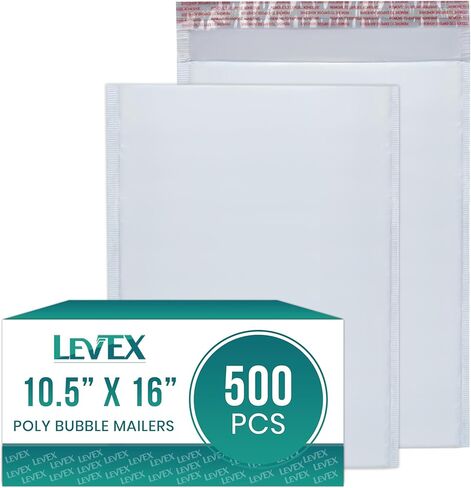Levex - #5 10.5" x 16" [500 Pack] Poly Bubble Mailers, Padded Envelope Mailers, Packing Envelope & Mailing Bags for Shipping in Saudi Arabia