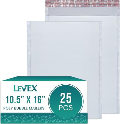 Levex - #5 10.5" x 16" [25 Pack] Poly Bubble Mailers, Padded Envelope Mailers, Packing Envelope & Mailing Bags for Shipping in Saudi Arabia