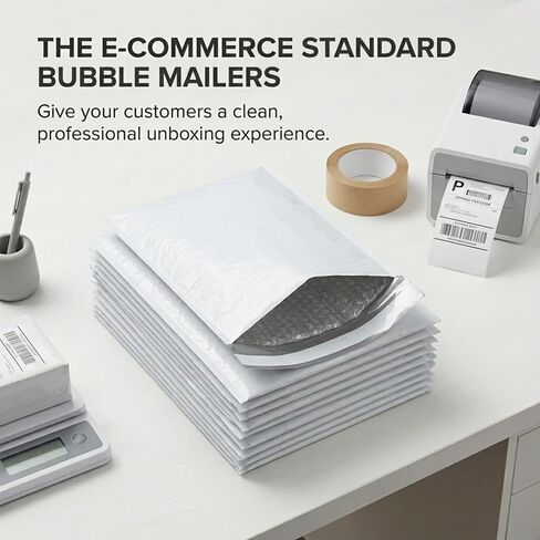 BOX USA 8 1/2 x 12" White Bubble Mailers (25 Pack) - Paper Padded Envelopes, Self-Seal Shipping Bags for Business, Heavy Duty Cushioned Mailing Envelopes for Packaging and Shipping in Kuwait