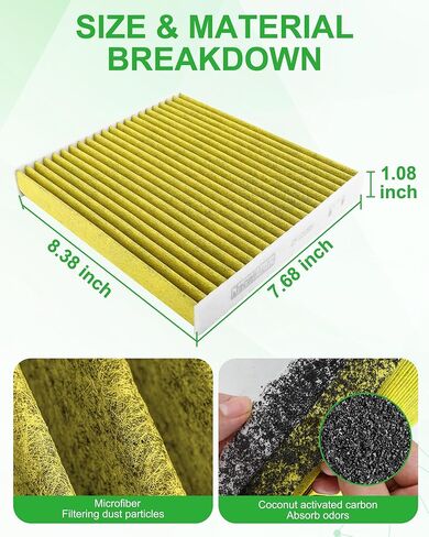 2Pcs Dacall Activated Carbon Cabin Air Filter - fit for Toyota Camry/Sienna/Corolla, for 4Runner/Tundra, for Lexus RX350 NX300, for Subaru Legacy/Outback - Replace Part NO. CF10285 in Kuwait