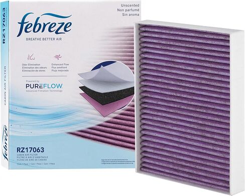 Febreze Odor Control Cabin Air Filter by PUREFLOW RZ17063 Fits 2011-2019 Ford Explorer 3.5L; 2009-2019 Taurus, Flex 3.5L; 2019-2023 Chevrolet Aveo 1.5L in Kuwait