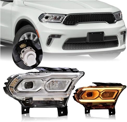 STARCLUSTER Headlight Assembly for 2021-2024 Dodge Durango, Driver Side(Left), Fit Factory LED Models Black Bezel Only, Replacement 68433783AE CH2502345, without Auto Leveling Headlamp in Saudi Arabia