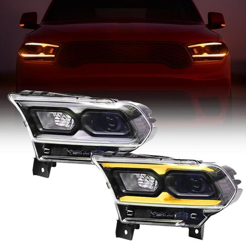 STARCLUSTER Headlight Assembly for 2021-2024 Dodge Durango, Driver Side(Left), Fit Factory LED Models Black Bezel Only, Replacement 68433783AE CH2502345, without Auto Leveling Headlamp in Saudi Arabia