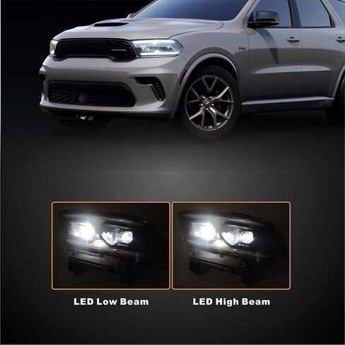 STARCLUSTER Headlight Assembly for 2021-2024 Dodge Durango, Driver Side(Left), Fit Factory LED Models Black Bezel Only, Replacement 68433783AE CH2502345, without Auto Leveling Headlamp in Saudi Arabia