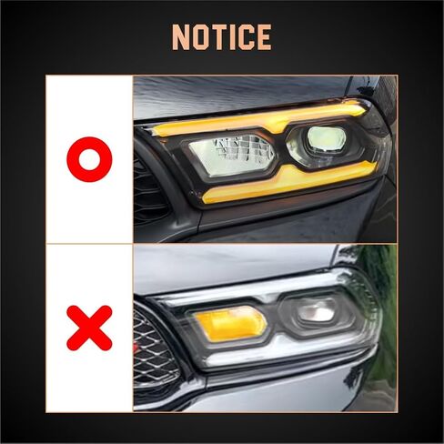STARCLUSTER Headlight Assembly for 2021-2024 Dodge Durango, Driver Side(Left), Fit Factory LED Models Black Bezel Only, Replacement 68433783AE CH2502345, without Auto Leveling Headlamp in Saudi Arabia