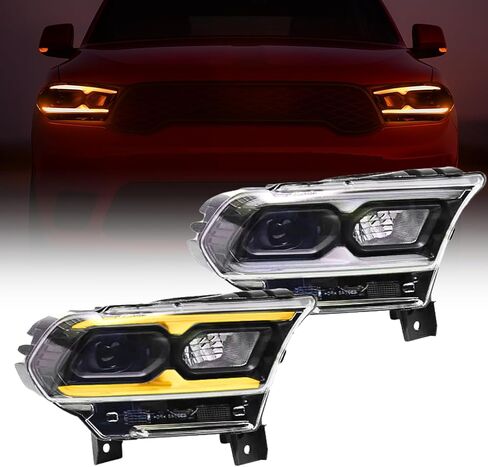 STARCLUSTER Headlight Assembly for 2021-2024 Dodge Durango, Driver Side(Left), Fit Factory LED Models Black Bezel Only, Replacement 68433783AE CH2502345, without Auto Leveling Headlamp in Saudi Arabia