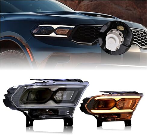 STARCLUSTER Headlight Assembly for 2021-2024 Dodge Durango, Driver Side(Left), Fit Factory LED Models Black Bezel Only, Replacement 68433783AE CH2502345, without Auto Leveling Headlamp in Saudi Arabia