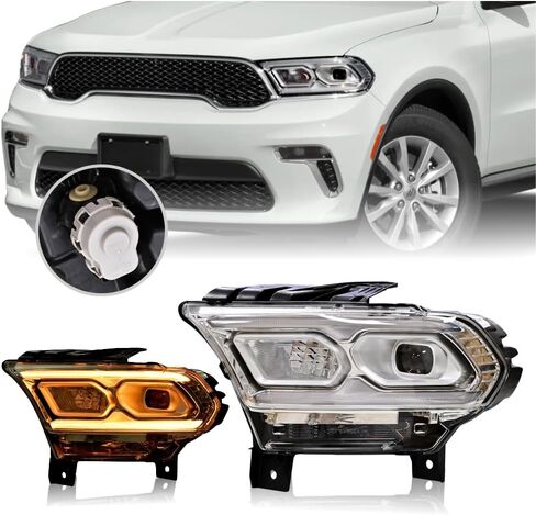 STARCLUSTER Headlight Assembly for 2021-2024 Dodge Durango, Driver Side(Left), Fit Factory LED Models Black Bezel Only, Replacement 68433783AE CH2502345, without Auto Leveling Headlamp in Saudi Arabia