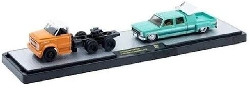 M2 Machines Auto-Haulers 1970 Chevy C60 Truck in Orange and 1974 Cheyenne Super 30 in Turquoise R96 26-05 in Kuwait