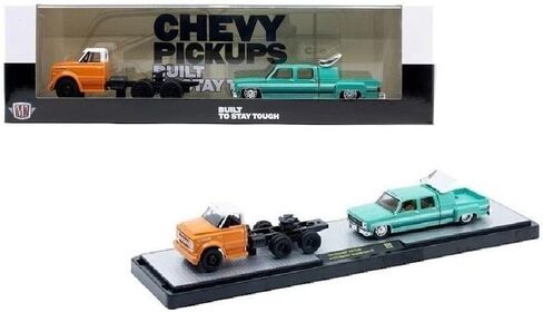 M2 Machines Auto-Haulers 1970 Chevy C60 Truck in Orange and 1974 Cheyenne Super 30 in Turquoise R96 26-05 in Kuwait