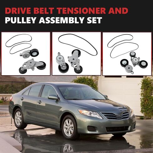 16620-36030 166010V010 Drive Belt Tensioner and Pulley Assembly Set Compatible with 2010–2011 Toyota Camry 2.5L L4 Replace 39096 39095 4PK1240 3PK1200 16601-0v010 1662036030 in Saudi Arabia