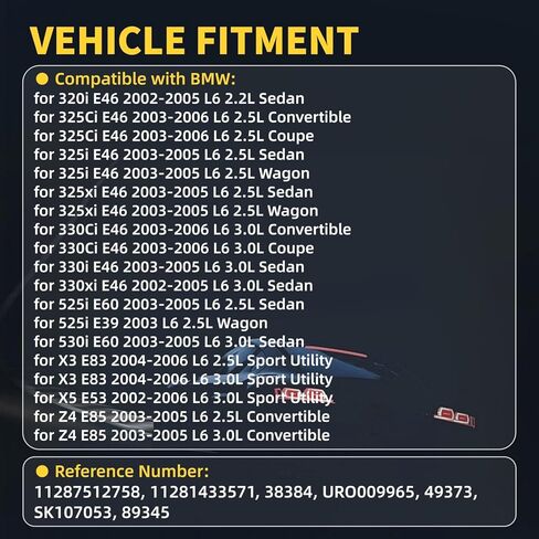 محرك حزام الموتر 38384 صالح ل BMW 320i 325Ci 325i 325xi 330Ci 330i 330xi 525i 530i X3 X5 Z4 2002-2006 E46 E60 E39 E83 E53 E85 L6 2.2L 2.5L 3.0L بكرة الموتر 89345 in Kuwait