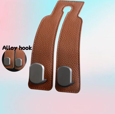 Coozyland Car Hooks, Coozy Land Metal Multi-Function Leather Car Headrest Hooks, Universal Double Hook Car Seat Back Storage Hooks for Wallets, Handbags, Bottles, Trash Bags, etc (Black 2-Pack) in Saudi Arabia