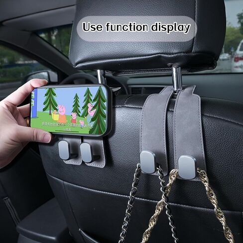 Coozyland Car Hooks, Coozy Land Metal Multi-Function Leather Car Headrest Hooks, Universal Double Hook Car Seat Back Storage Hooks for Wallets, Handbags, Bottles, Trash Bags, etc (Black 2-Pack) in Saudi Arabia