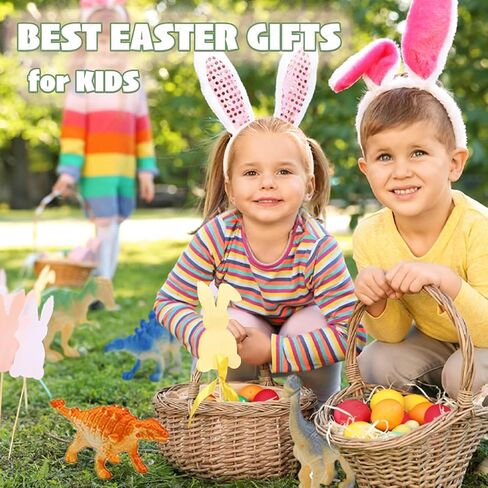 12 PCS Prefilled Easter Eggs with Dinosaur Toys, Filled Easter Basket Stuffers Gifts for 3-8 Year Old Kids Toddlers, Easter Egg Fillers Party Favors Classroom Prize Supplies in Saudi Arabia