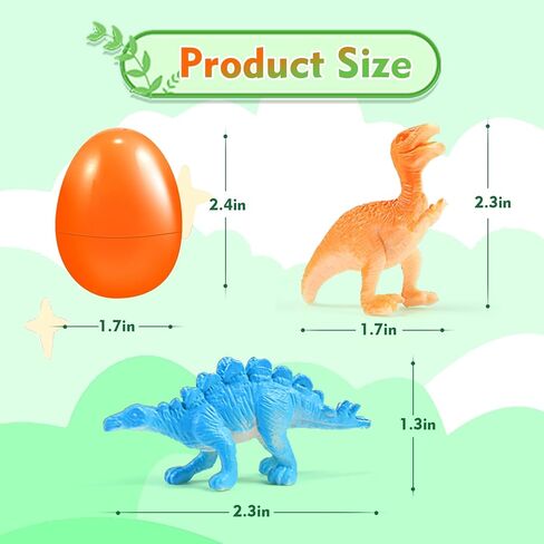 12 PCS Prefilled Easter Eggs with Dinosaur Toys, Filled Easter Basket Stuffers Gifts for 3-8 Year Old Kids Toddlers, Easter Egg Fillers Party Favors Classroom Prize Supplies in Saudi Arabia