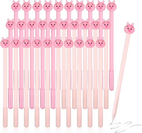 30pcs Cute Pig Gel Ink Pens, 0.5 mm Black Ink Writing Pens for Journaling, Novelty Animal Kawaii Roller Ball Pens for Office School Students Supplies Kids Gift in Kuwait