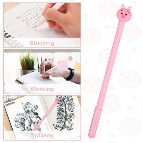 30pcs Cute Pig Gel Ink Pens, 0.5 mm Black Ink Writing Pens for Journaling, Novelty Animal Kawaii Roller Ball Pens for Office School Students Supplies Kids Gift in Kuwait