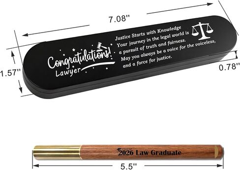 Class of 2026 Law Graduation Gift - Personalized Engraved Wooden Gel Pen for New Lawyers, Attorney Bar Exam or Law School Graduate Gift in Saudi Arabia