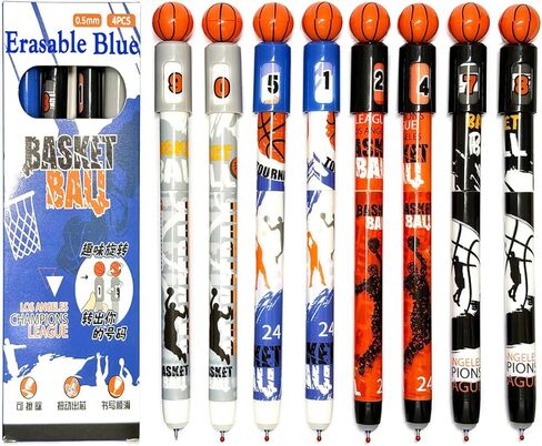 8 PCS Fun Rotatable Basketball Erasable Blue Gel Pens 0.5mm, Spin Sports Pen, Slam Dunk Design, Basketball Theme Party Favors for Sports Fans, Clubs, School, Office in Saudi Arabia