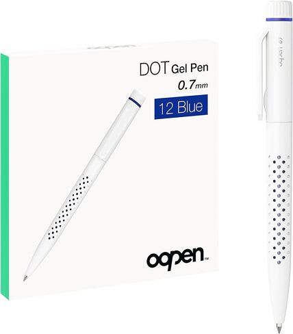 Dot Gel Pens, 0.7mm Medium Point, Blue Ink Precision Writing Pens, Textured Grip White Barrel, Office & School Supplies for Note-Taking & Journaling, 12 Count in Saudi Arabia