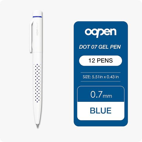 Dot Gel Pens, 0.7mm Medium Point, Blue Ink Precision Writing Pens, Textured Grip White Barrel, Office & School Supplies for Note-Taking & Journaling, 12 Count in Saudi Arabia