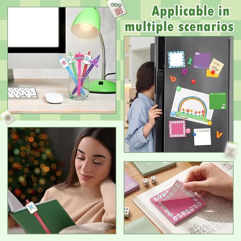 Gersoniel 20 Set Mahjong Ballpoint Pens Gifts for Mahjong Lovers Sticky Notes and Cards White Organza Bag Chinese Funny Gifts for Mah Jong Themed Birthday Party New Year Office Home Supplies in Kuwait