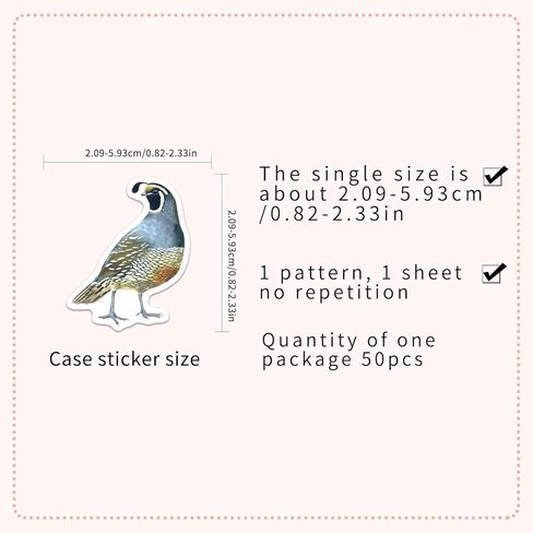 50Pcs Bird Stickers Including Common and Rare Species, Suitable for Nature Diaries, Bird Watching Records, Study Notes, Travel Accounts, and Students' Education Materials (Bird) in Saudi Arabia