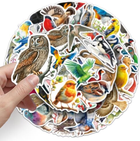 50Pcs Bird Stickers Including Common and Rare Species, Suitable for Nature Diaries, Bird Watching Records, Study Notes, Travel Accounts, and Students' Education Materials (Bird) in Saudi Arabia