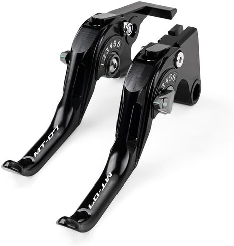 CNC Shorty Brake & Clutch Levers Compatible with Yamaha MT-07 MT07 FZ-07 FZ07 2014-2025 2026, Adjustable 2-Finger Levers for Motorcycle Control Precision, Hyper Naked Accessories (Black) in Saudi Arabia