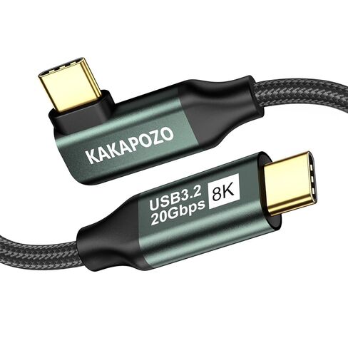 Right Angle USB C to USB C 3.1 Gen 2-6.6FT 8K@60Hz USBC USBC Monitor Cable-20Gbps Data Transfer-100W PD Fast Charging Type C to Type C Video Cable for iPhone 15, iPad, MacBook, TV, Display in Saudi Arabia
