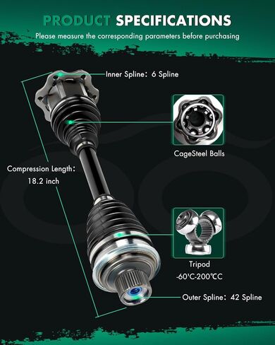 SCITOO Front CV Axle Shaft Assembly Fit For Audi A4 2.0L 2019-2020,For A4 For Quattro 2.0L 2017-2020,For A5 For Quattro 2.0L 2018-2020,For A5 Sportback 2.0L 2018-2020 Front Left Right NCV23025 1pcs in Kuwait