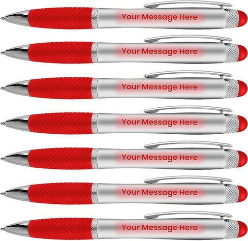 Personalized Pens-80 Pack Bulk-Free Laser Engraving - 3 In Ballpoint Pen, Stylus and Light Up Personalized Area, Custom Business Name, Text, Logo or Gift Message, For Parties and Events-Red in Saudi Arabia