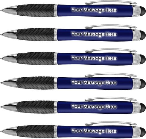 SyPen Personalized Pens-80 Pack Bulk-Free Laser Engraving - 3 In Ballpoint Pen, Stylus and Light Up Personalized Area, Custom Business Name, Text, Logo or Gift Message, For Parties and Events, Blue in Saudi Arabia