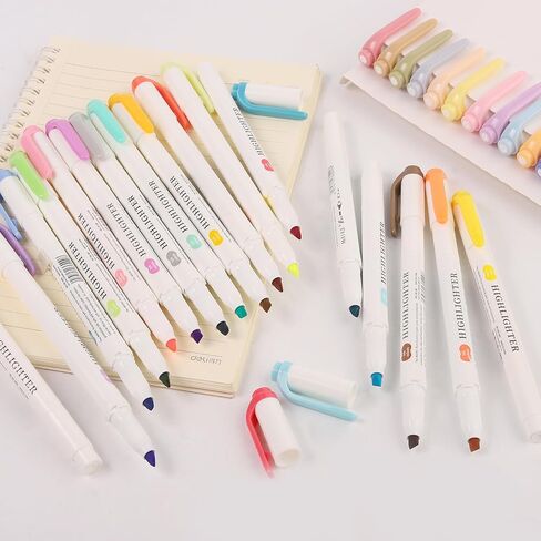 35 Pack Pastel Highlighters, Dual Tip Mild Color Highlighters Assorted Colors, No Bleed Chisel & Fine Tip Highlighter Markers for Bible Journaling, Notes Taking, School Office Supplies in Saudi Arabia