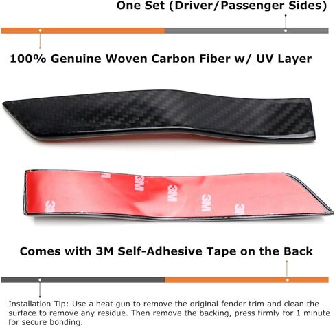 iJDMTOY JDM Style Gloss Black Real Carbon Fiber Fender Side Marker Plate Ornaments, Compatible with Subaru 2015-2021 WRX/STI in Kuwait