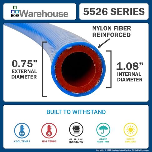 Genuine Flexfab 5526 Series 3/4" x 25' Blue Silicone Heater/Radiator Coolant Hose 5526-075 with (2) FLX2582-0010 Flexfab Lined Worm Gear Clamps in Saudi Arabia