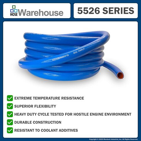Genuine Flexfab 5526 Series 3/4" x 25' Blue Silicone Heater/Radiator Coolant Hose 5526-075 with (2) FLX2582-0010 Flexfab Lined Worm Gear Clamps in Saudi Arabia