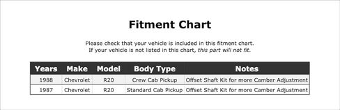 Front Upper Suspension Control Arm Shaft Kit Compatible With Chevrolet R20 1988 1987 P-5109957 in Kuwait