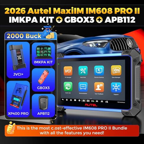 Autel Scanner MaxiIM IM608 PRO II, 2026 IM608 PRO 2 Diagnostic Scan Tool with $1314 Full KIT, 40 Services, ECU as Elite II Pro, 3K+ Bidirectional Tool, OE Full System, DOIP CANFD, OS10, 4G&128G, 16MP in Kuwait