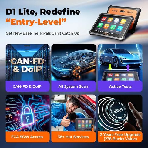 OTOFIX D1 Lite Bidirectional Automotive Scanner, All System Diagnostic Scan Tool for 99% Car with 2-Year Free Updates, Auto VIN, Active Test, DoIP/CAN FD, AutoAuth FCA SGW, Cloud Report Management in Saudi Arabia
